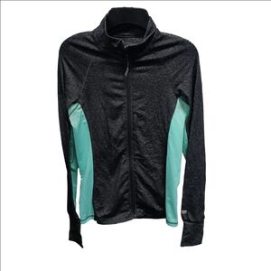 Form Fitting Black & Turquoise Active Wear Jacket